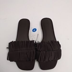 Womens Fringe Slide Sandals Size 7 #433